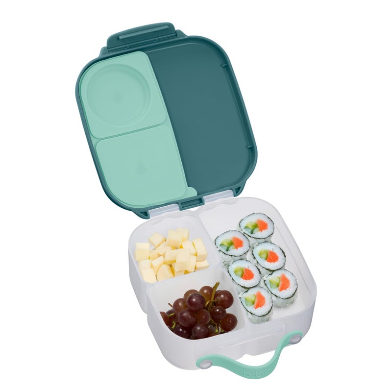 b.box Mini Lunch Box for Kids: Lunch Snack Container with 2 Leak Proof Compartments. Ages 3+ School Supplies, BPA Free (Emerald Forest, 4¼ cup capacity) - Image 1
